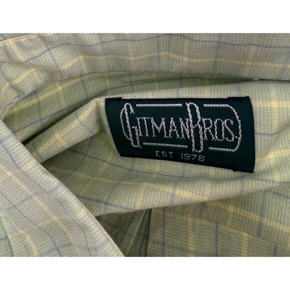 Gitman Bros Shirt Mens Large L Short Sleeve Button Up Green Plaid Pocket - Picture 4 of 6